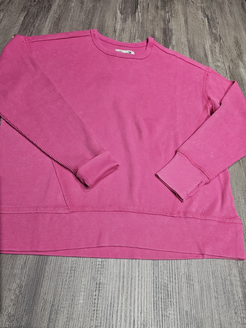Seven7 Hot Pink Ribbed Crewneck Sweater